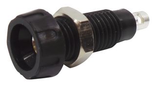 563-0100-01 - Banana Test Connector, 4mm, Socket, Panel Mount, 10 A, 50 V, Silver Plated Contacts, Black - DELTRON COMPONENTS