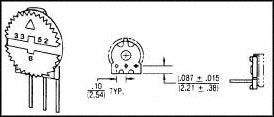 3352T-1-104LF - TRIMMER POTENTIOMETER, 100KOHM 1TURN THROUGH HOLE - BOURNS