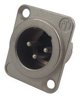 NC3MD-LX - XLR Connector, 3 Contacts, Plug, Panel Mount, Silver Plated Contacts, Metal Body, DLX - NEUTRIK
