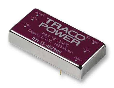 TEN 15-2422WI CONVERTER, DC/DC, 15W, +/-12V/0.6A TRACO POWER