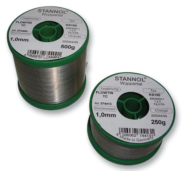 574411 SOLDER WIRE, KS100, 0.7MM, 250G STANNOL