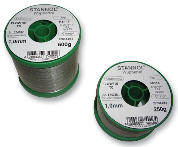 574017 SOLDER WIRE, KS115, 0.7MM, 250G STANNOL