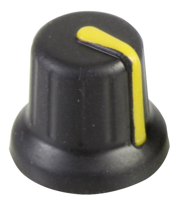 CR-BA-2C6-180D KNOB, 15.7MM, BLACK, YELLOW LINE MULTICOMP
