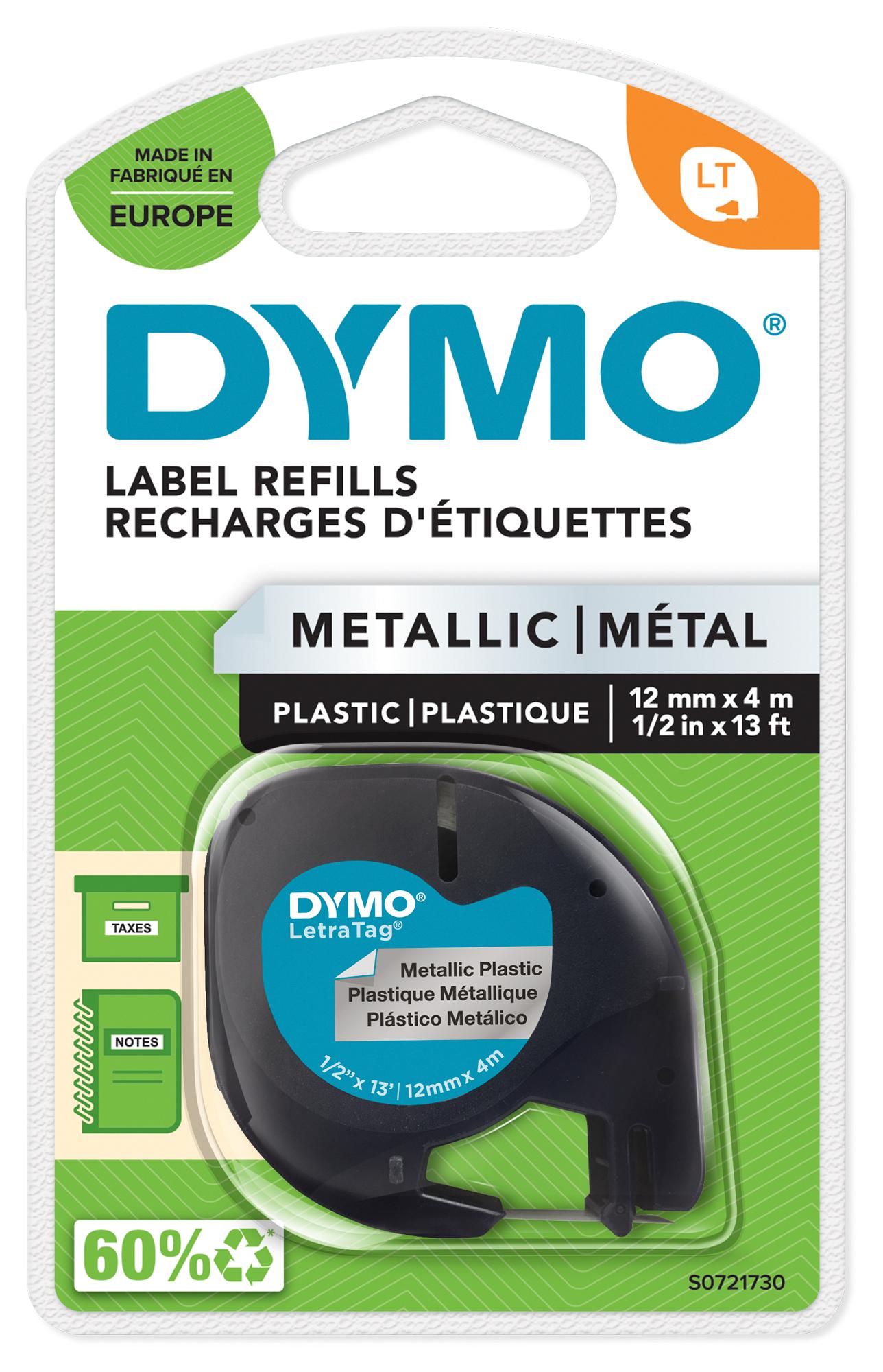 S0721730 LABEL, TAPE, METAL, SILVER, 12MMX4M DYMO