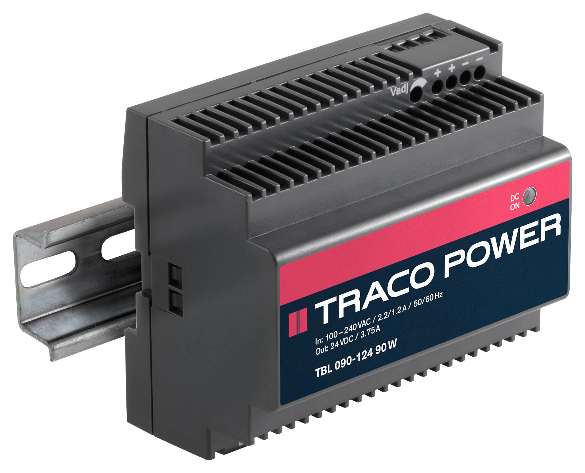 TBL 090-124 AC/DC, 24V/3.8A/90W, DIN TRACO POWER