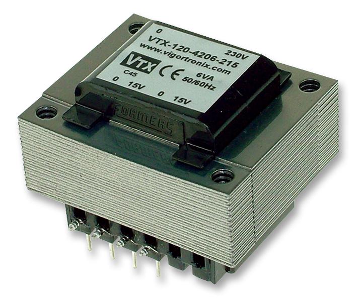 VTX-120-003-606 TRANSFORMER, 3VA, 2 X 6V VIGORTRONIX