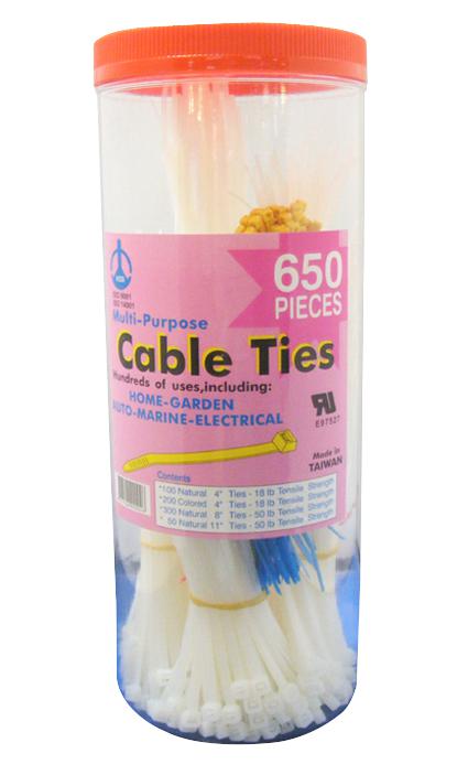 BPR-650 CABLE TIE KIT, ASSORTED, 650PC, NYLON6/6 PRO POWER