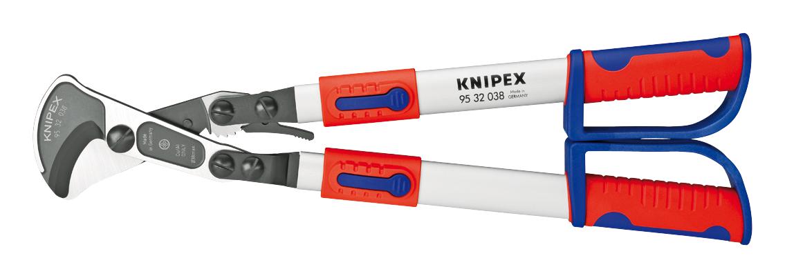 95 32 038 CABLE CUTTER, RATCHET, TELESCOP.HANDLE KNIPEX