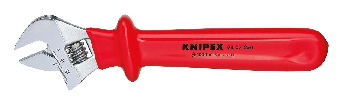 98 07 250 ADJUSTABLE WRENCH, VDE, 260MM KNIPEX