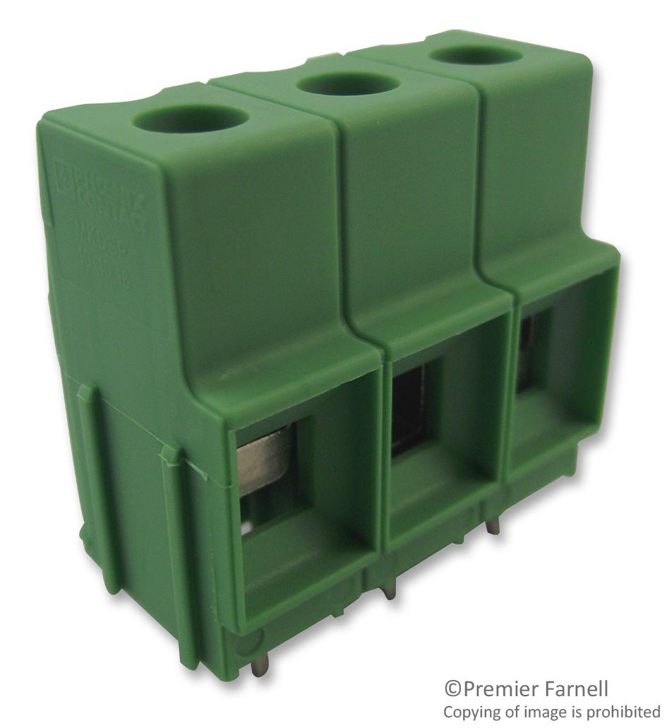 MKDSP 10N/ 3-10,16 TERMINAL BLOCK, WIRE TO BRD, 3POS, 6AWG PHOENIX CONTACT