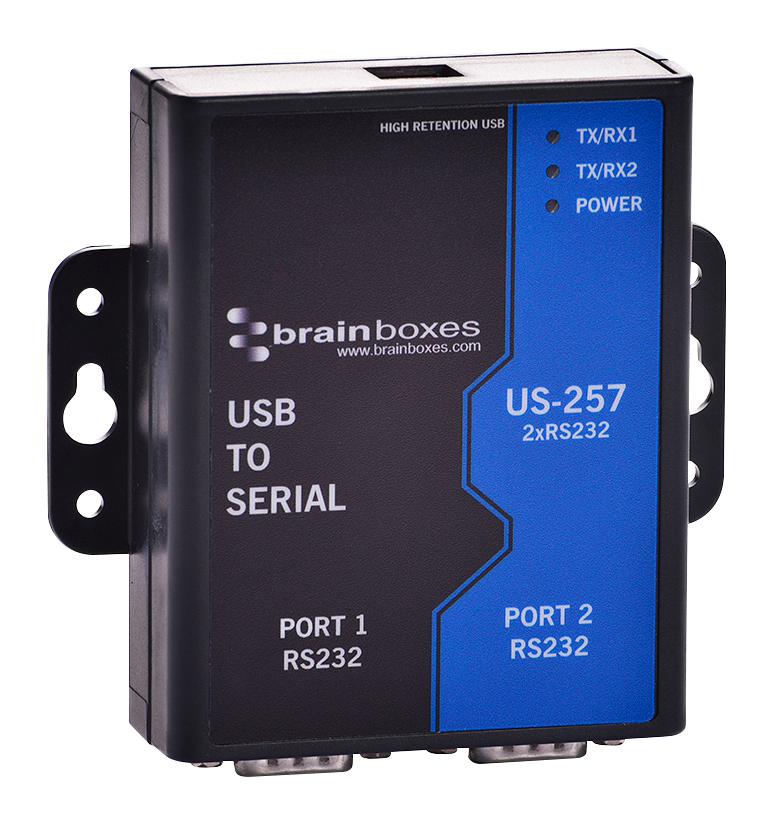 US-257 ADAPTOR, USB TO SERIAL, 2 PORT, RS232 BRAINBOXES
