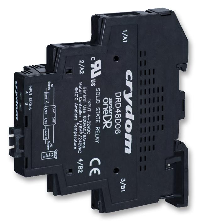 DRD48D06 SSR, DUAL, 600VAC/6A, 4-32VDCIN, 18MM SENSATA/CRYDOM