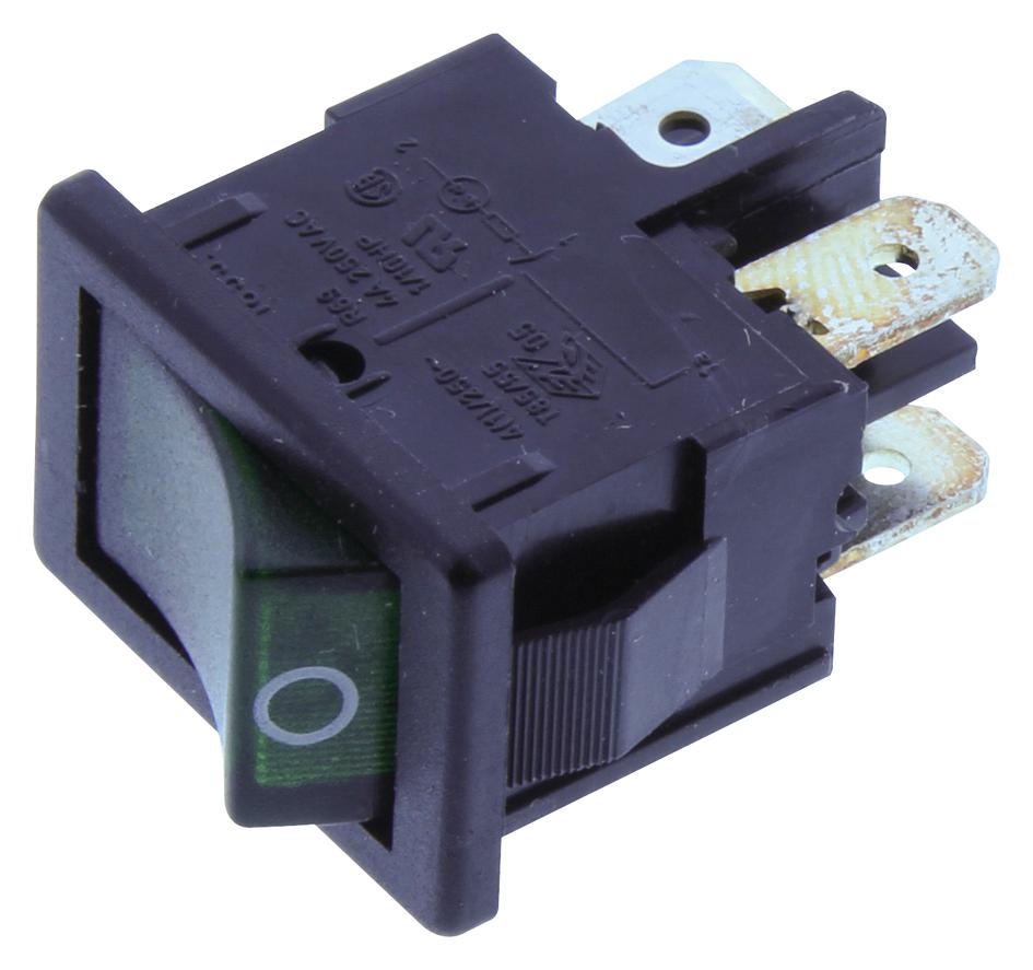 1855.1108-00 SWITCH, DPST, 4A, GREEN ILLUMINATION MARQUARDT