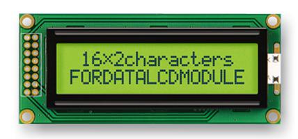 FC1602B04-FHYYBW-91*E DISPLAY, ALPHANUMERIC, 16X2, YELLOW GRN FORDATA