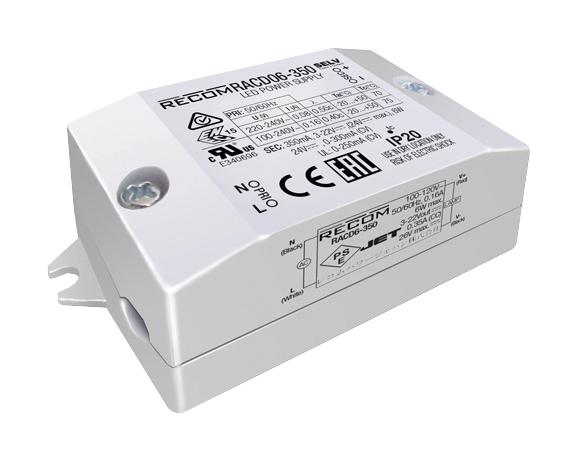 RACD06-700 LED DRIVER, AC-DC, CC, CV, 0.7A, 12V RECOM POWER