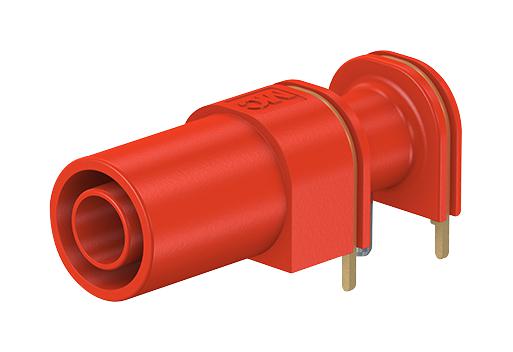 66.9040-22 SOCKET, PCB, 4MM, R/A, RED STAUBLI
