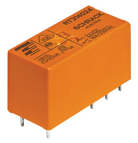 RT33L024 RELAY, SPST, 250VAC, 16A SCHRACK - TE CONNECTIVITY