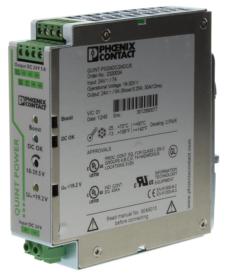 QUINT-PS 24DC/24DC/5 DC/DC CONVERTER, 24V, 5A PHOENIX CONTACT