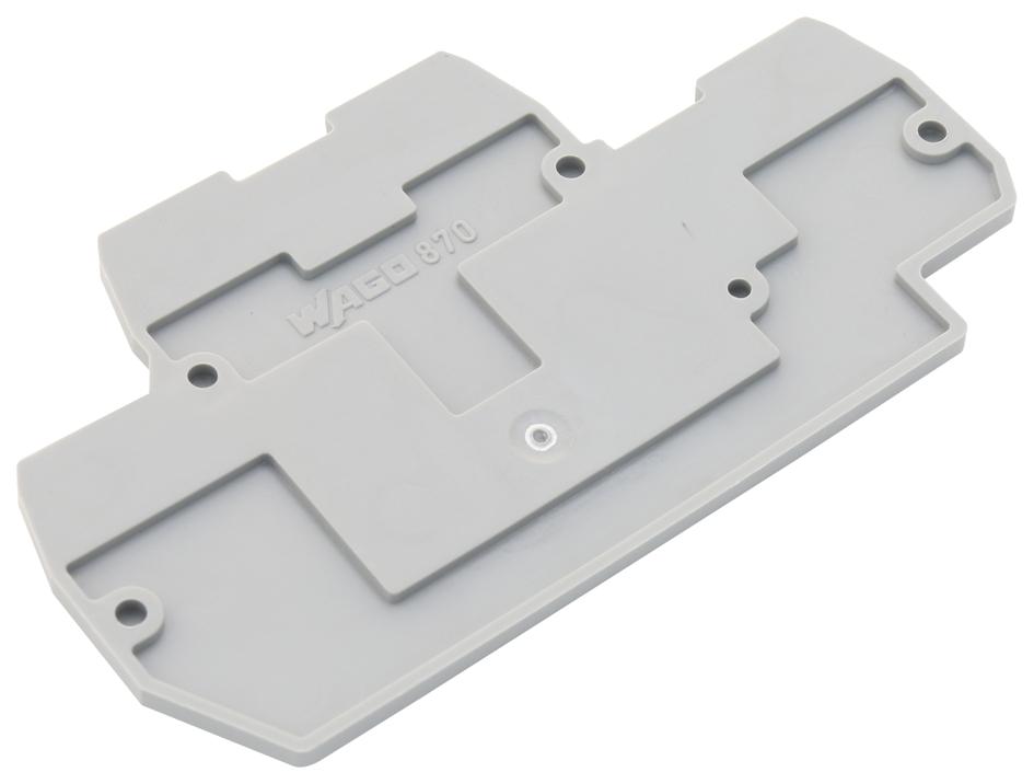 870-518 END PLATE, DOUBLE DECK, 2MM, GREY WAGO