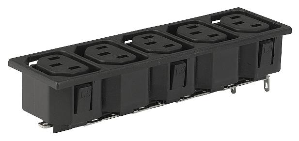 0909.0041 OUTLET, IEC, F, 0909, 6WAY, 10A SCHURTER