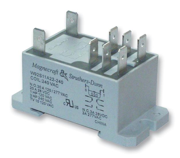 W92S7D22D-24D RELAY, DPST-NO, 250VAC, 28VDC, 30A SCHNEIDER ELECTRIC/LEGACY RELAY