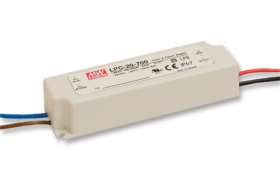 LPC-20-350 LED DRIVER, AC-DC, CC, 0.35A, 48V MEAN WELL
