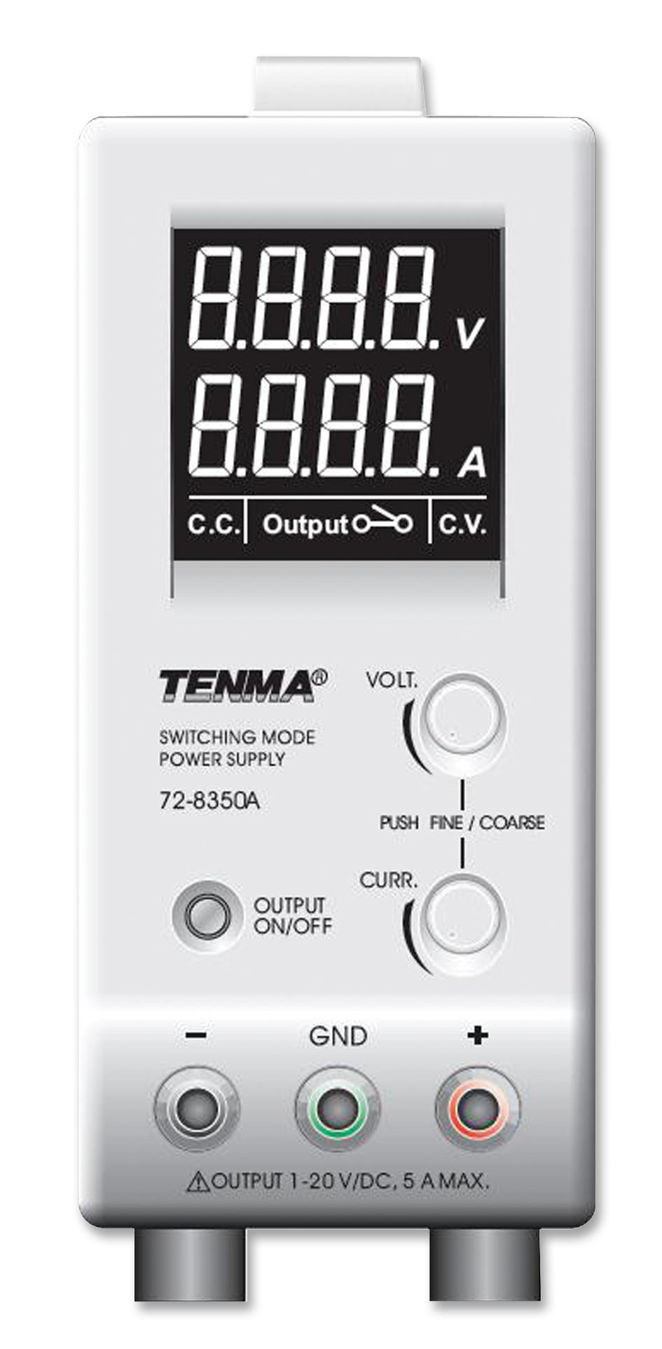 72-8350A POWER SUPPLY, 1CH, 20V, 5A, ADJUSTABLE TENMA