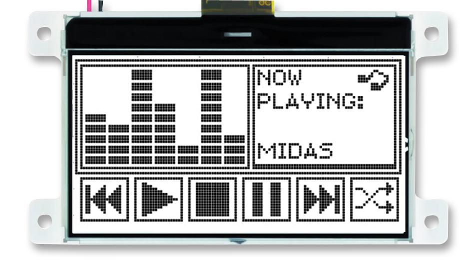 MCCOG128064C6W-FPTLW LCD, COG 128X64, FSTN, BLACK ON WHITE MIDAS