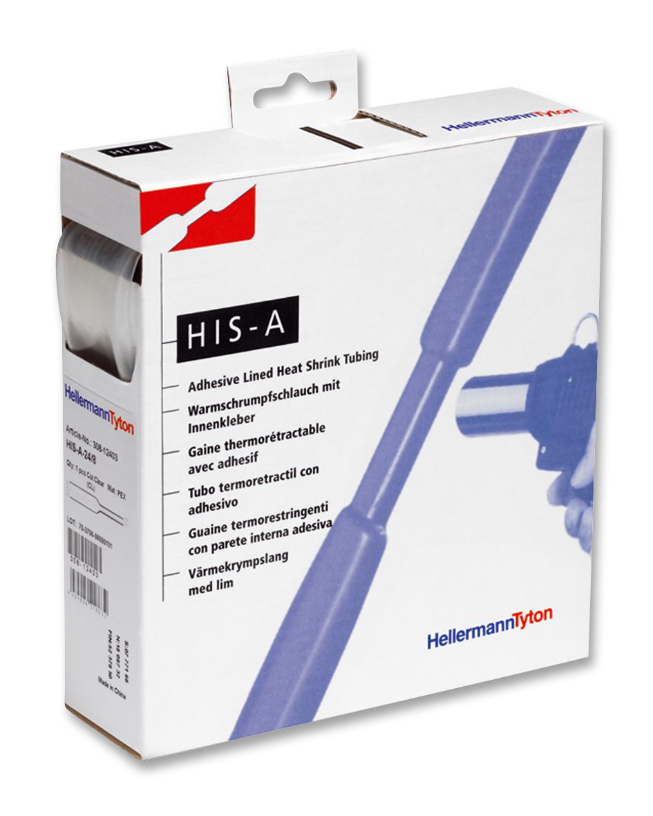 308-12403 HEAT SHRINK, ADH, CLEAR, 24MM, 3M HELLERMANNTYTON