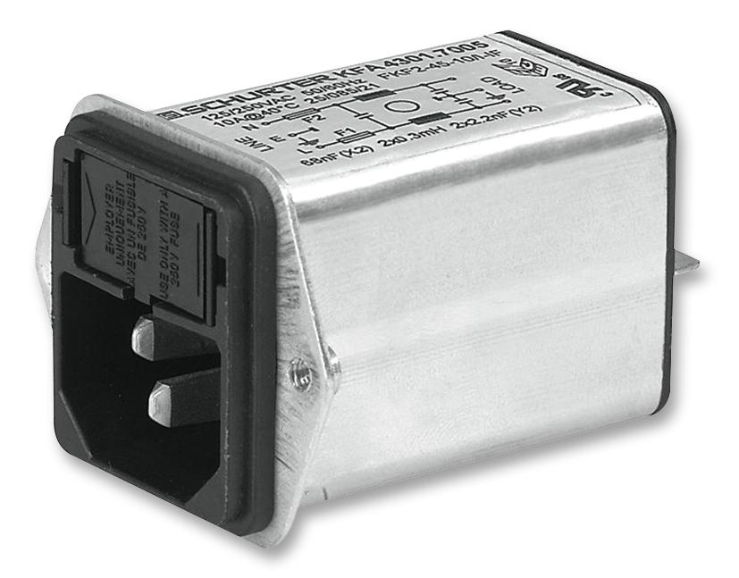 4301.7005 INLET FILTER, IEC, SCREW, 2POLE, 10A SCHURTER