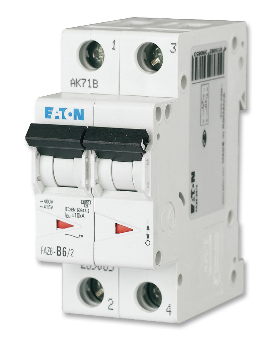 FAZ6-B6/2 MINIATURE CKT BREAKER, 2P, 6A, 400VAC EATON MOELLER