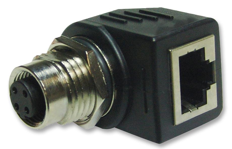 RJS-12D04FF-RS8001 ADAPTOR, M12 SOCKET TO RJ45, R/A AMPHENOL SINE/TUCHEL