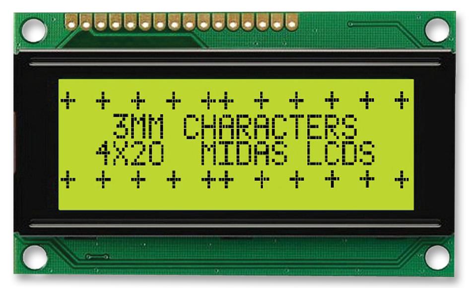 MC42004A6WR-SPTLY-V2 DISPLAY, ALPHANUMERIC, 20X4, YELLOW/GRN MIDAS