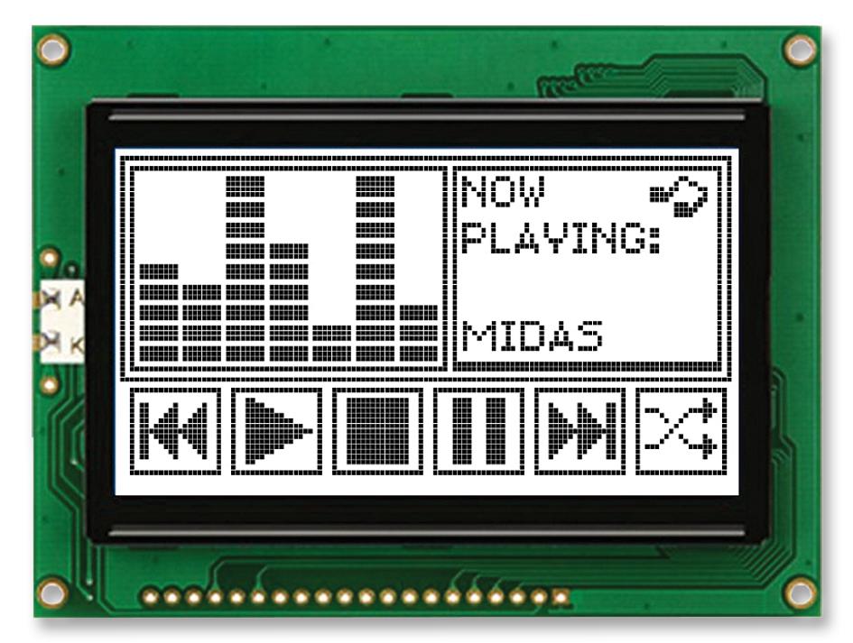 MC128064A6W-FPTLW-V2 DISPLAY, LCD GRAPHIC, 128X64, FSTN MIDAS