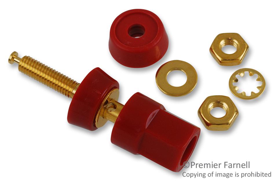 5018-2 BINDING POST, HEX HEAD, 30A, TURRET, RED POMONA