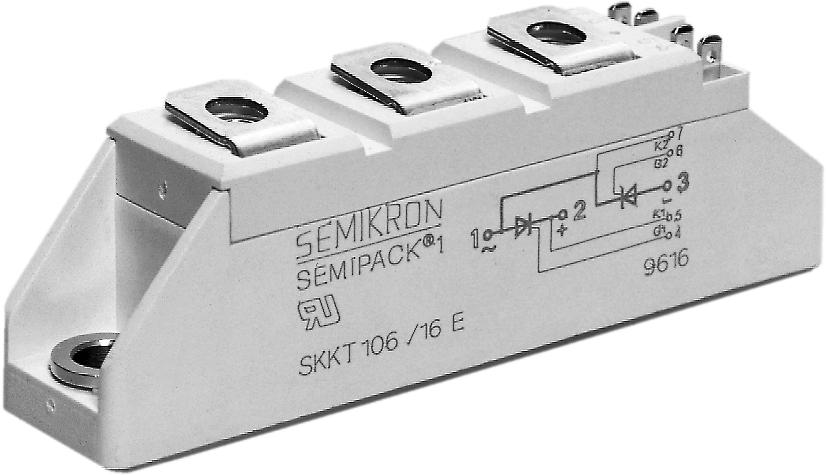 SKKT 72/16 E THYRISTOR MODULE, 70A, 1.6KV SEMIKRON