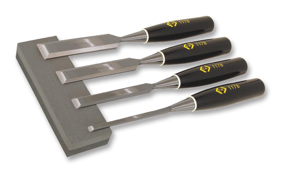 T1180 WOOD CHISEL SET & STONE, 5 PCS CK TOOLS