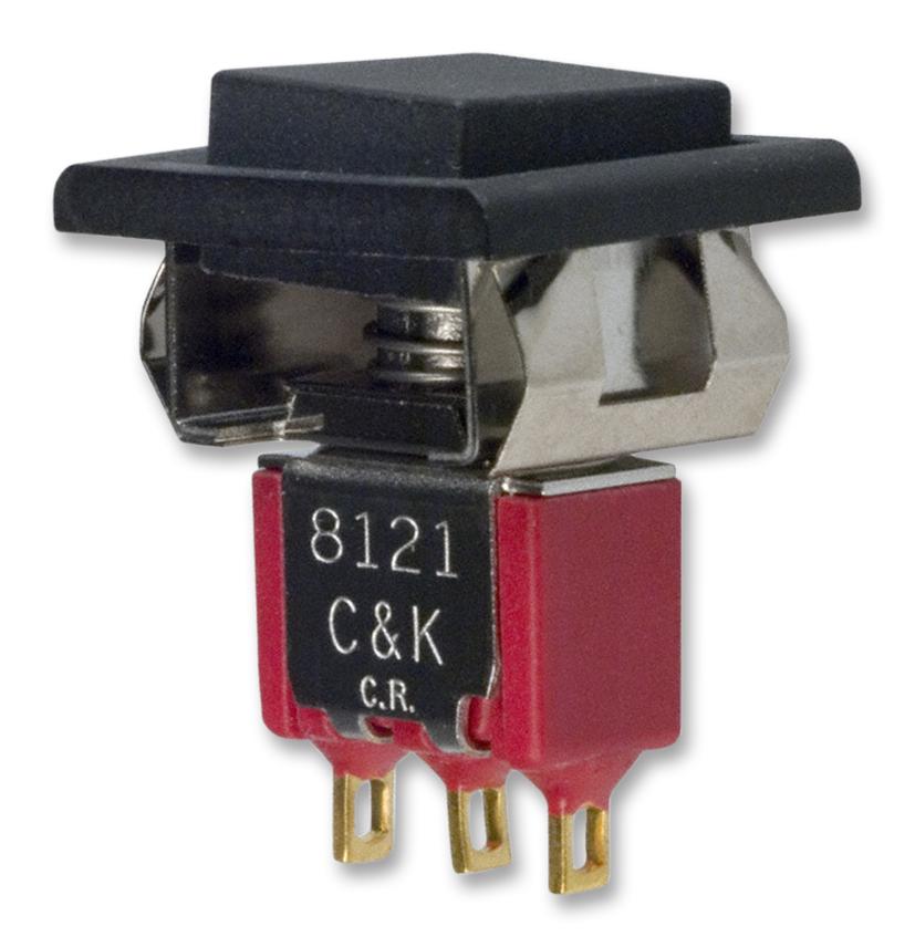 8121J83ZGE22 PB SWITCH, SPDT, 1A, 120V, SOLDER C&K COMPONENTS