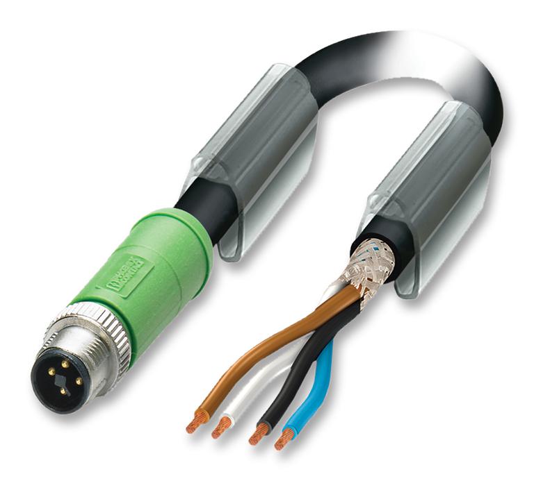 SAC-4P-MST/ 3,0-PUR SH SCO SENSOR LEAD, M12 PLUG, 4POS, BLACK PHOENIX CONTACT