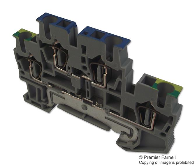 3036327 TERMINAL BLOCK, DIN RAIL, 4POS, 8AWG PHOENIX CONTACT