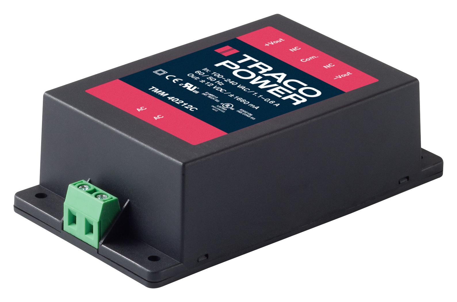 TMM 40124C POWER SUPPLY, AC-DC, MEDICAL, 24V, 1.66A TRACO POWER