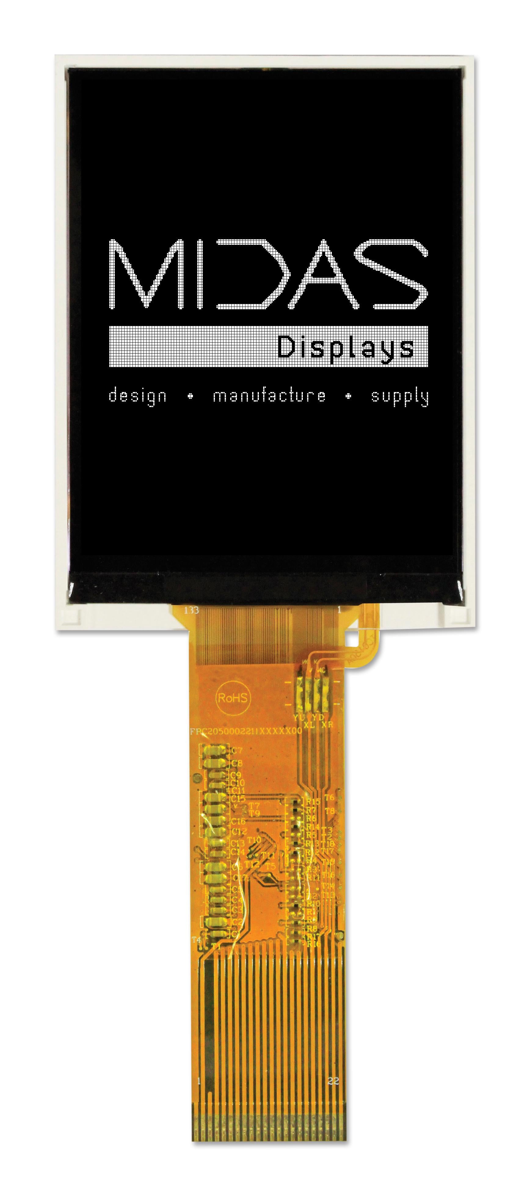 MCT035H6X240320PWL LCD GRAPHIC DISPLAY, 240 X 320, WHITE MIDAS