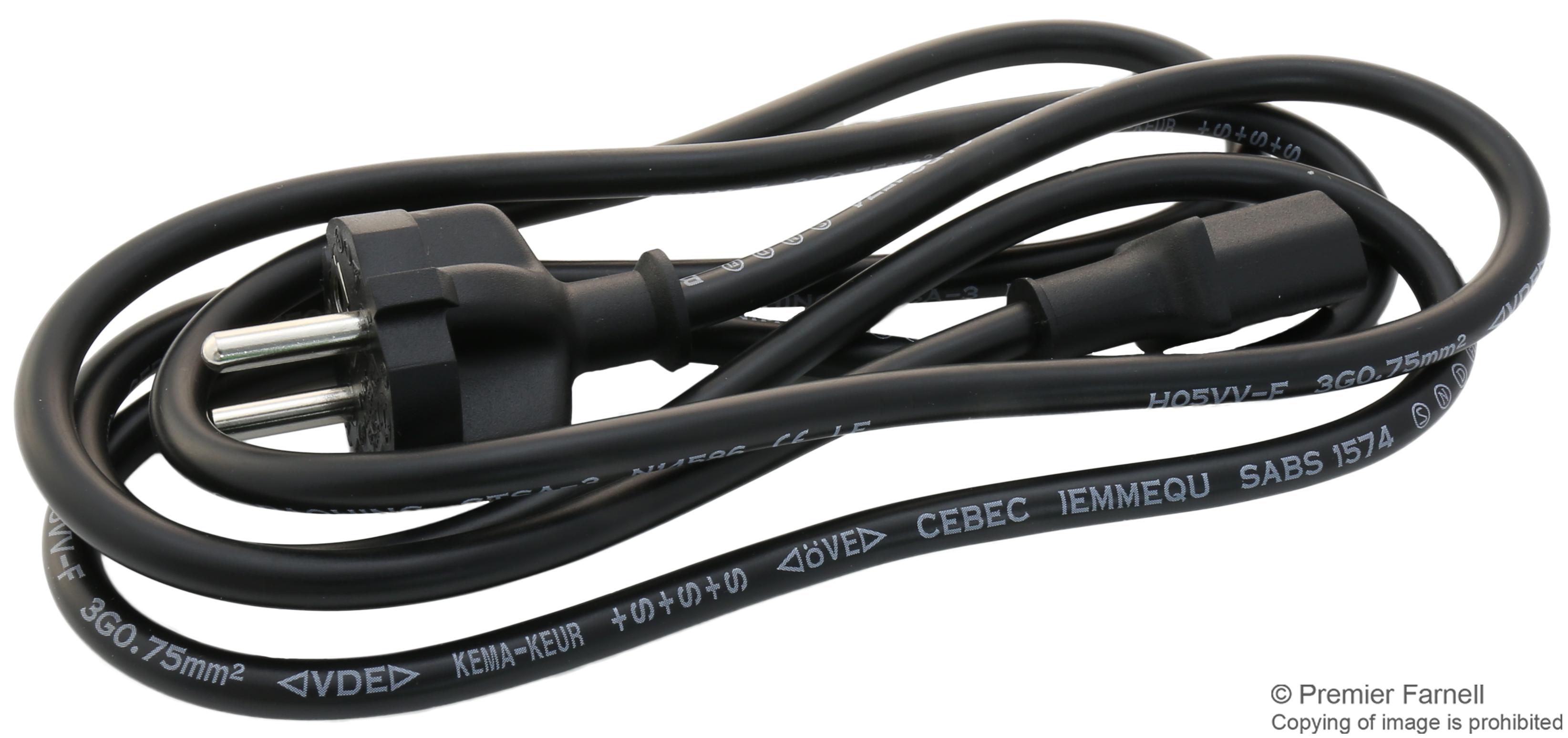 152522/3 POWER CORD, EURO PLUG - IEC C13, 1.8M VOLEX