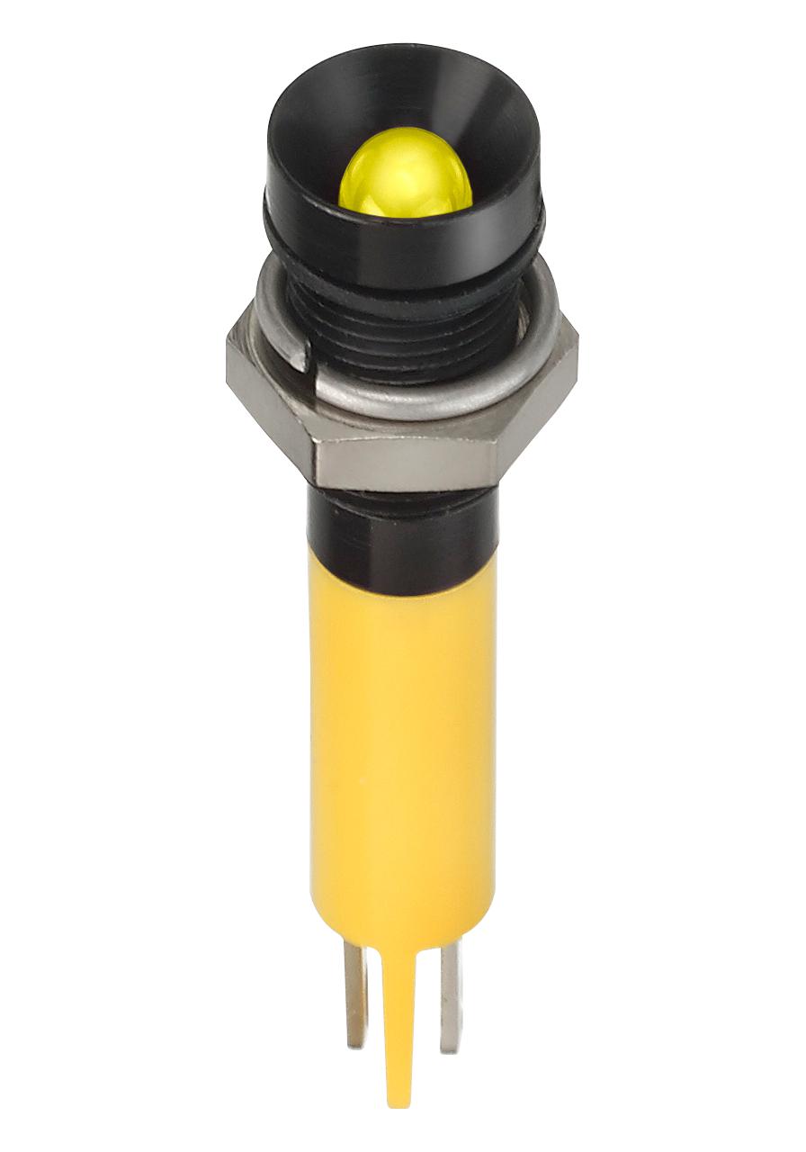 Q6R1BXXY24E LED INDICATOR, PANEL, 6MM, YELLOW, 24VDC APEM