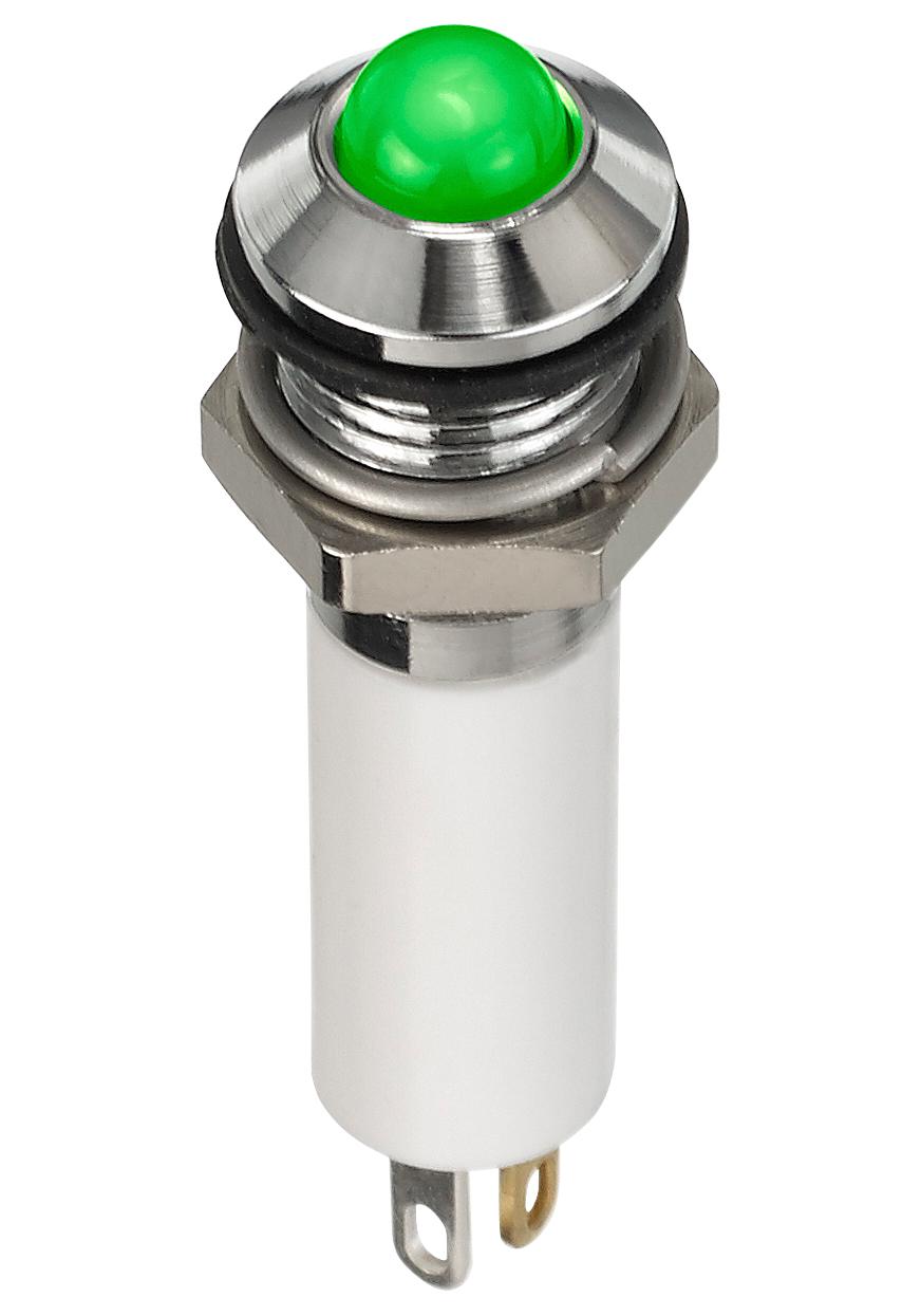 Q8P1CZZRYG12E LED IND, 8MM PROM, CHROME, 12V TRI,IP67 APEM