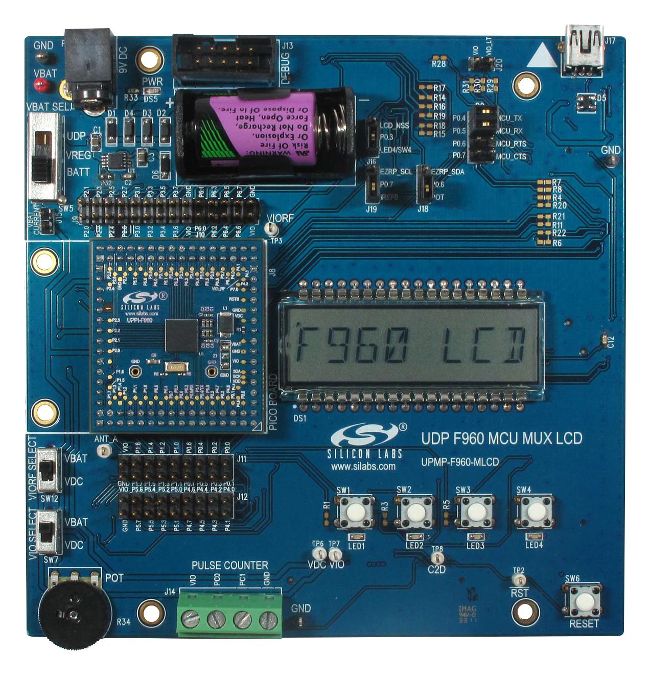 C8051F960-A-DK DEV BRD, C8051F960 ULTRA LOW PWR LCD MCU SILICON LABS