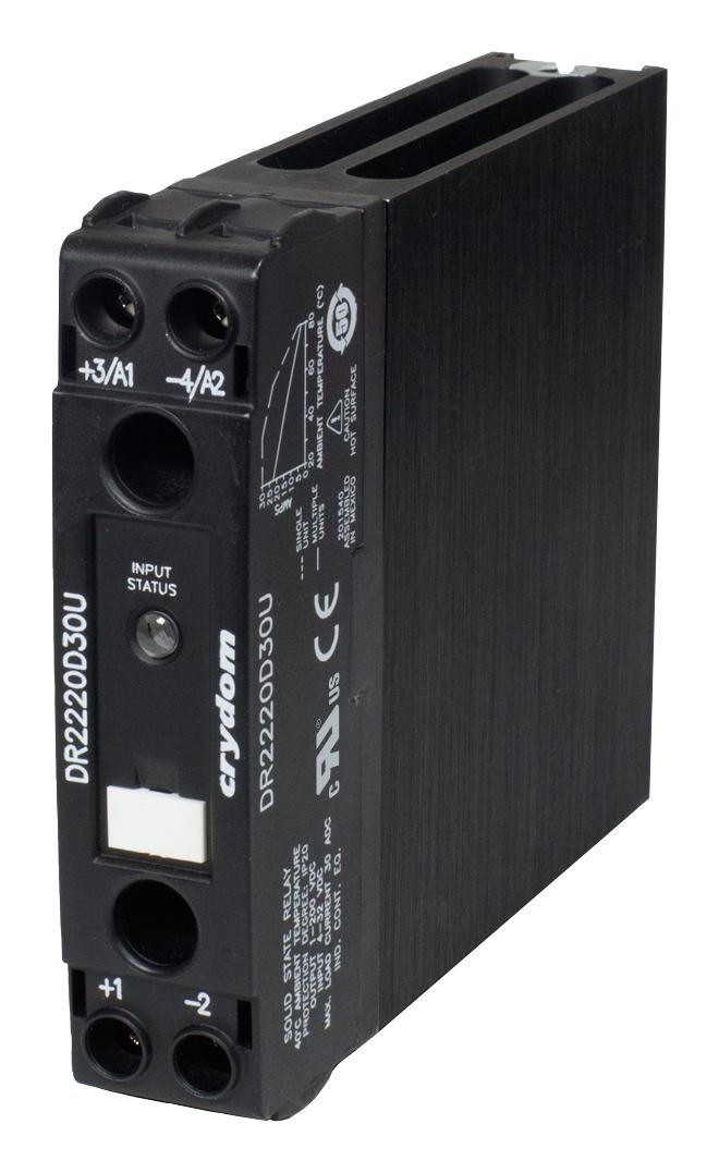 DR2220D30U SSR, 1-150VDC, 30A, DIN RAIL SENSATA/CRYDOM