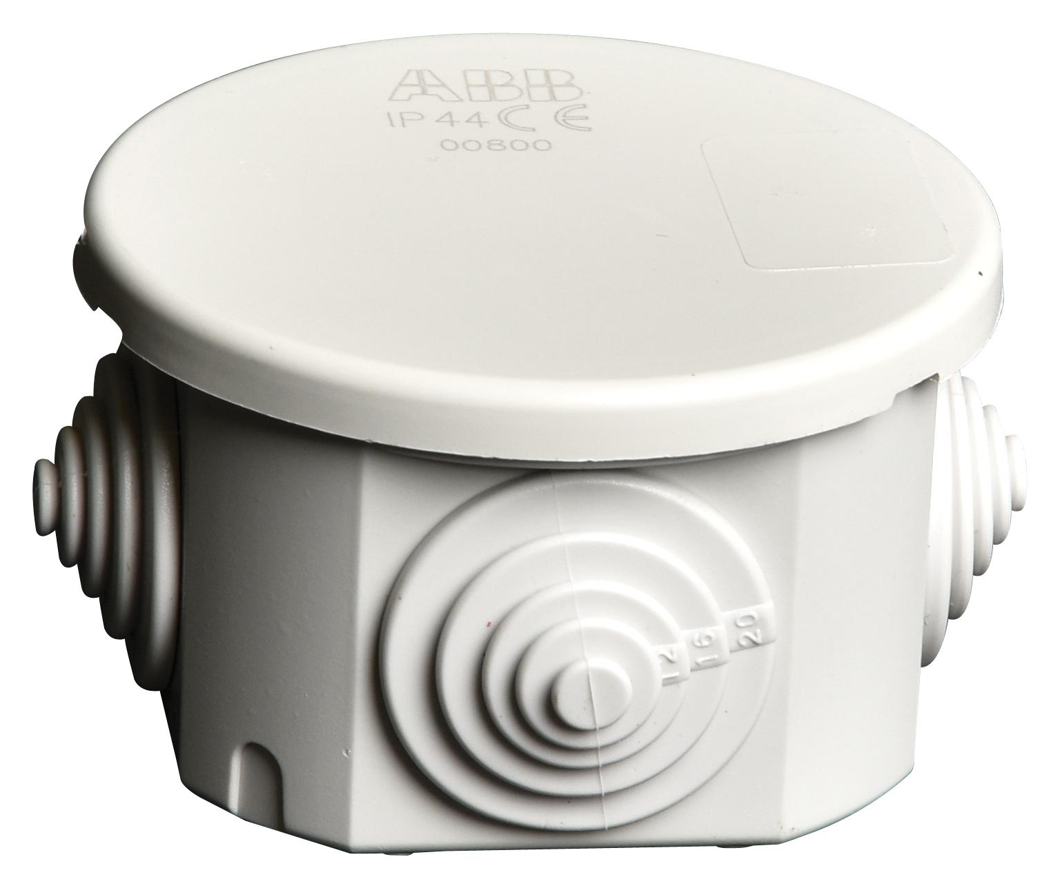 00800 JUNCTION BOX, IP44, ROUND, 65MM, GREY ABB