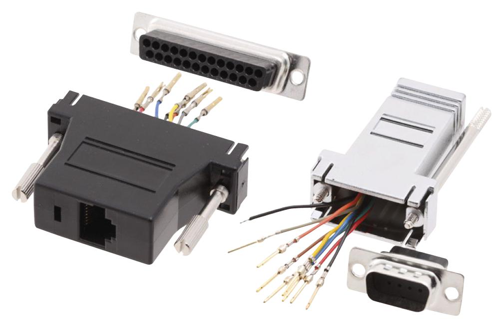 DA9-SMJ8-M-K-RC MOD ADAPTOR, 9POS D SUB RCPT-RJ45 JACK MH CONNECTORS