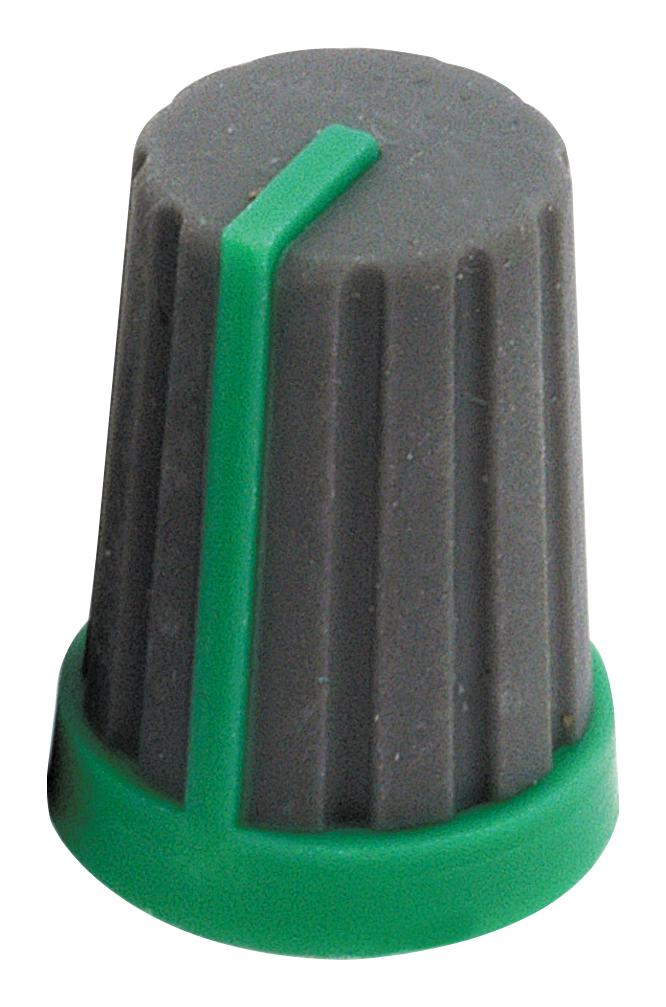 MC21061 ROUND KNURLED KNOB, 13MM, GRN INDICATOR MULTICOMP